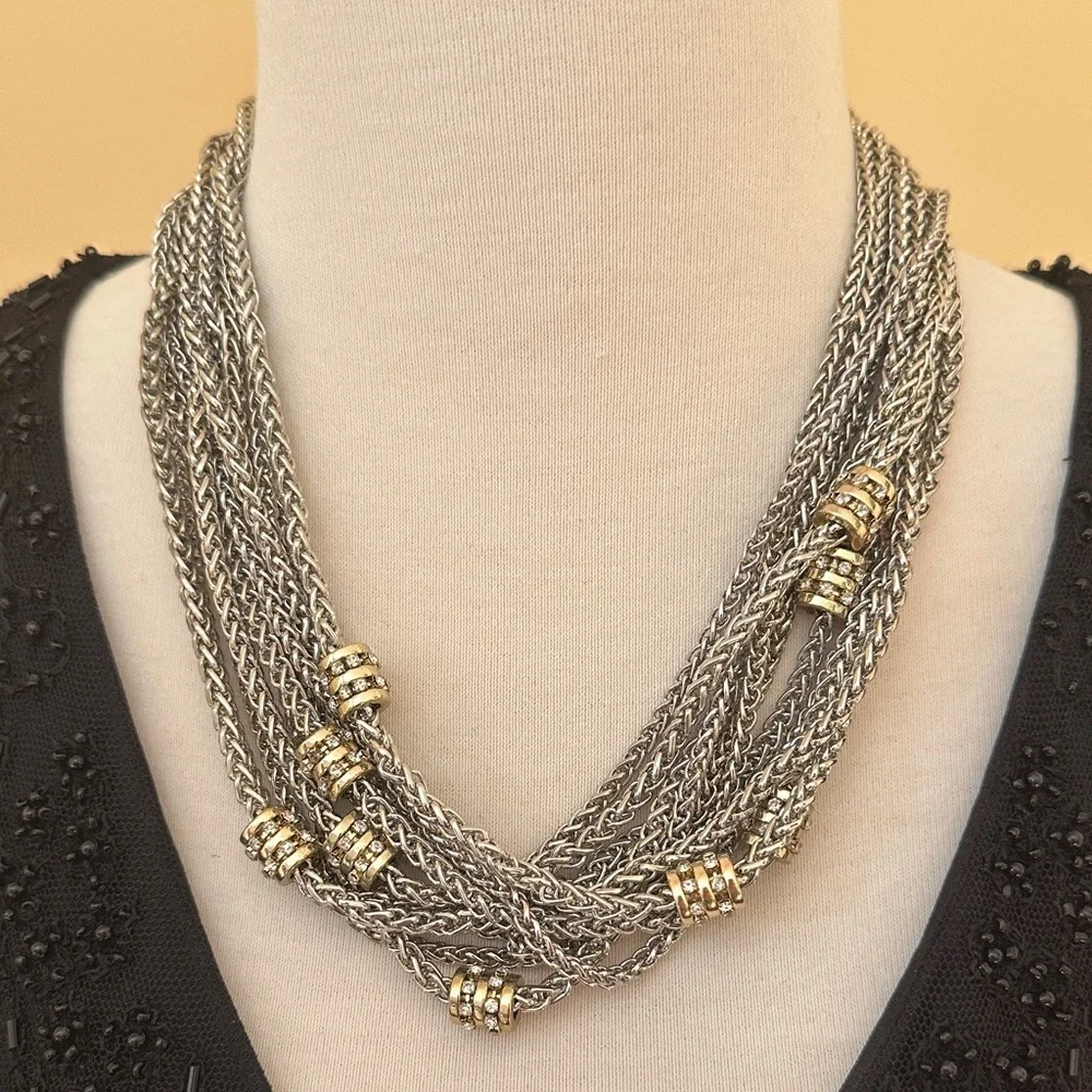 Cache Silver and Gold Multi-Strand Necklace and bracelet set - Picture 5 of 7